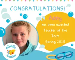 Congratulations to Abby our Teacher of the Term Spring 2018